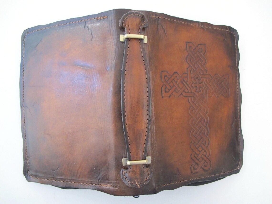 Leather Bible Cover Case for Bible with zipper and top Etsy