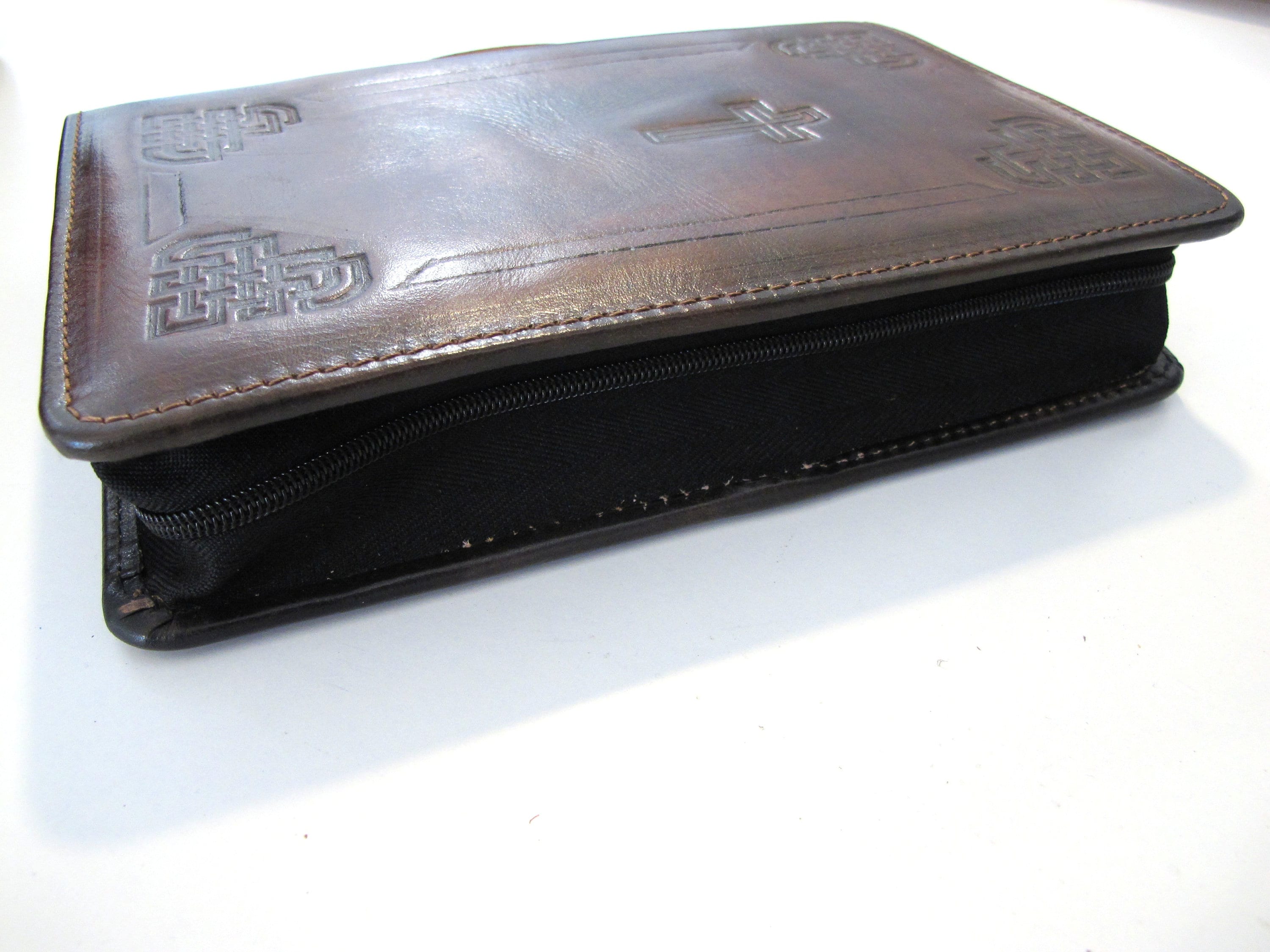 Leather Bible Cover With Zipper, Personalized Bible Case
