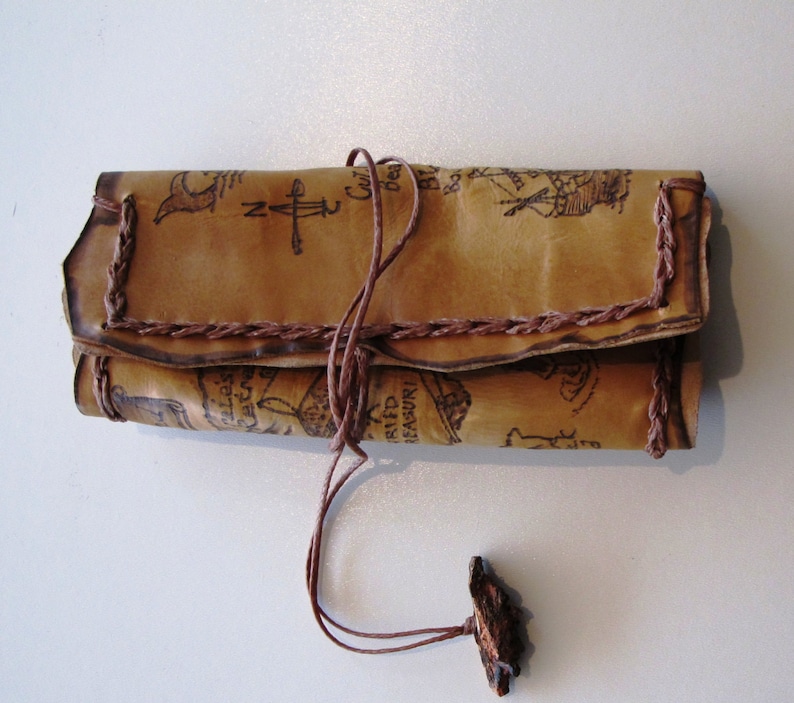 Handmade exclusive leather tobacco pouch with pyrography of a Etsy