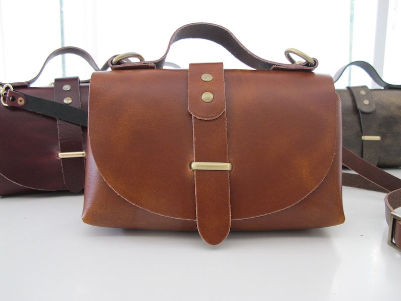 Brown Leather Bag, Leather Shoulder Bag, Small Cross-Body Bag, Leather Cross Body Bag image 2