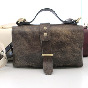 Brown Leather Bag, Leather Shoulder Bag, Small Cross-Body Bag, Leather Cross Body Bag image 5