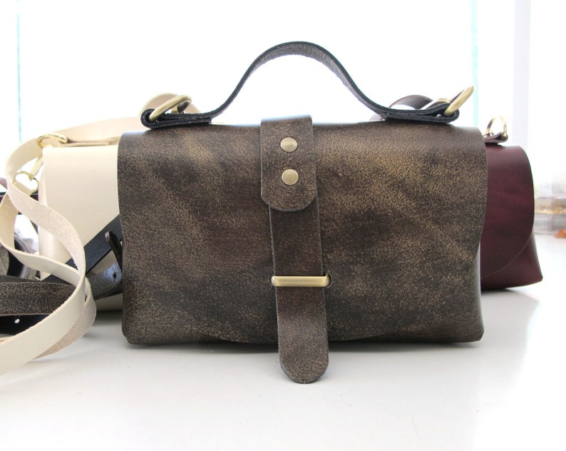 Brown Leather Bag, Leather Shoulder Bag, Small Cross-Body Bag, Leather Cross Body Bag image 5