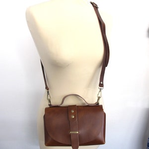 Brown Leather Bag, Leather Shoulder Bag, Small Cross-Body Bag, Leather Cross Body Bag image 4