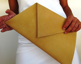 Large Leather geometric clutch in many colors.
