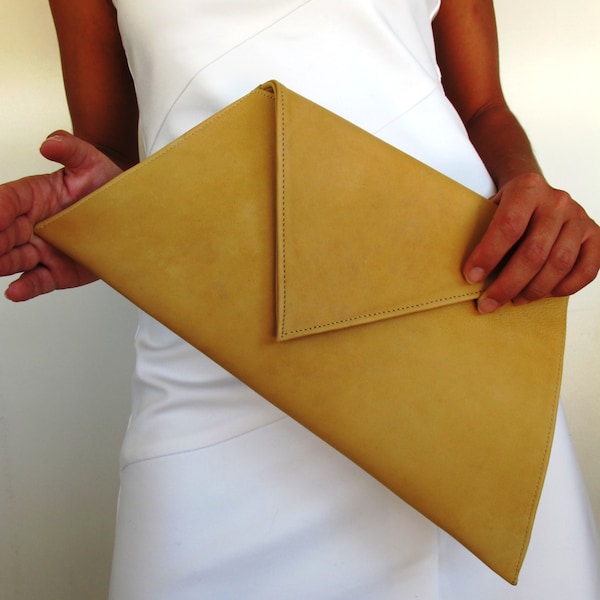 Large Leather geometric clutch in many colors.