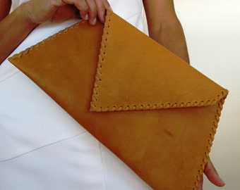 Large Leather geometric clutch in 3 colors