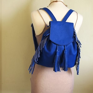 Fringed Leather Backpack with adjustable straps available in 16 colors
