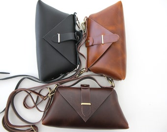 Brown Leather Bag, Leather Shoulder Bag, Small Cross-Body Bag