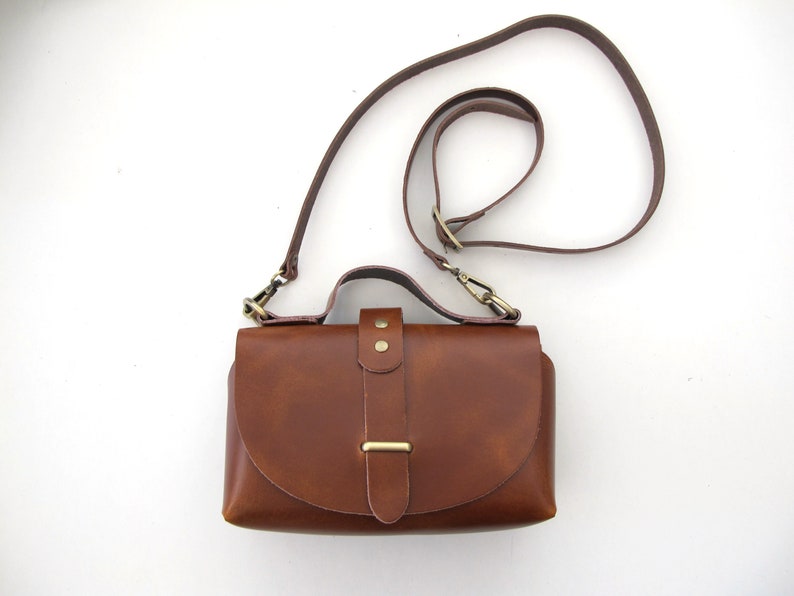 Brown Leather Bag, Leather Shoulder Bag, Small Cross-Body Bag, Leather Cross Body Bag image 1