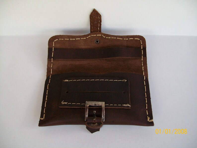Handmade tobacco pouch with Greek quality leather in dark brown.