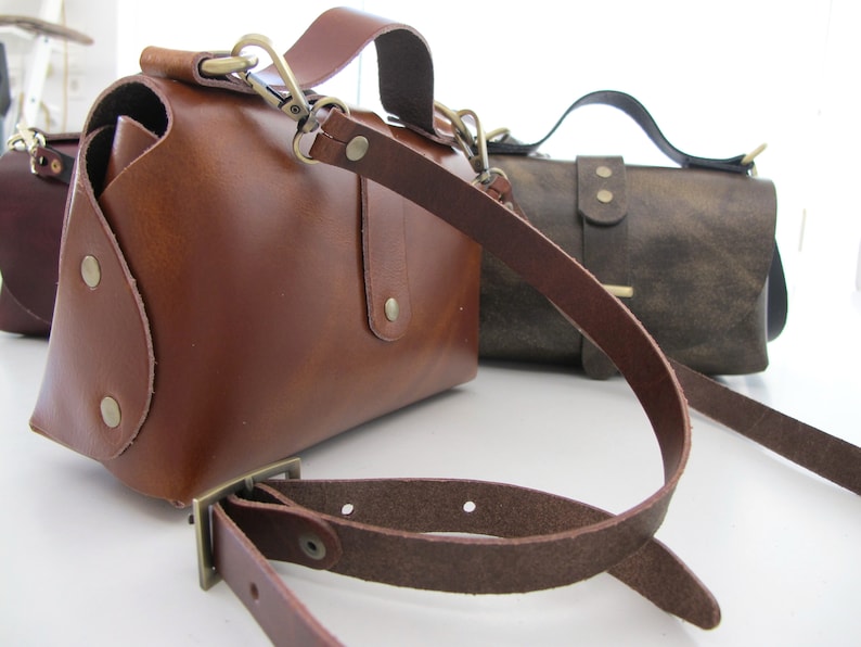 Brown Leather Bag, Leather Shoulder Bag, Small Cross-Body Bag, Leather Cross Body Bag image 3