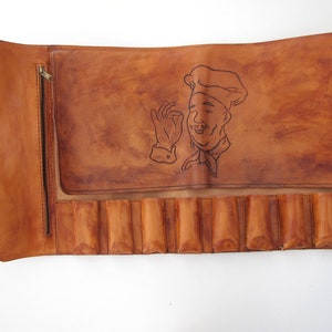 Chef Knife Bag, Personalized  Leather Knife Roll, Chef Knives Roll, Knife Case, Tooll Roll, Leather Roll for 8 knives, Gift for Chefs