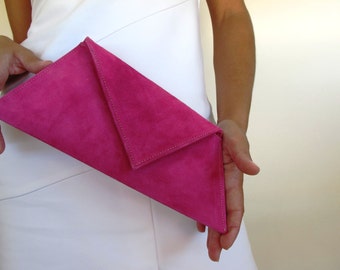 Leather geometric clutch small size in many colors.