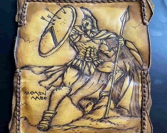 Leather Tobacco Pouch with Pyrography - Greek Mythology