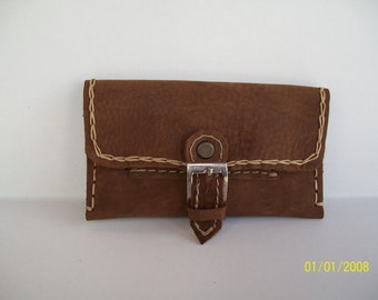 Handmade tobacco pouch with Greek quality leather in light brown.