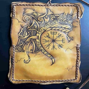Leather Tobacco Pouch with Pyrography - Vegvisir Symbol – History And Meaning