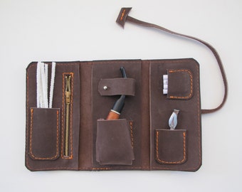 Handmade leather pipe pouch