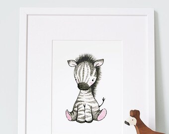 Baby Zebra, UNFRAMED New Born Art, Picture for baby, Nursery Art, Neutral Modern, Unisex Nursery Art, Kid&#39;s Safari Art, Africa Animal Print