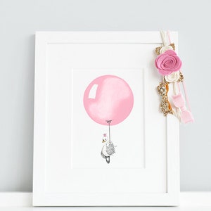 Rose Pink, UNFRAMED Balloon Art, Pastel, Dusty, Soft, Pink, Nursery Art, Girl's Bedroom, Kid's Gift, Christening Gift, Birthday Present