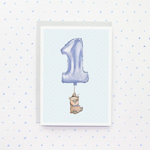 1. Geburtstagskarte, Jungen Grußkarte, Kindergeburtstag, Kinderkarte, Erster Geburtstag, Nummer 1 Karte, Party Karte Invite, Einladung