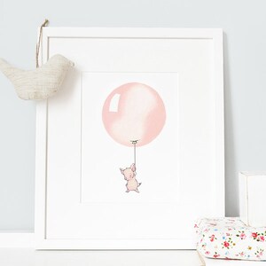 Peach, UNFRAMED Balloon Art, Children's Picture, Nursery Wall Art, Girl's Gift, Pink, Pastel, Pale, Kid's Art Print, UK Shop
