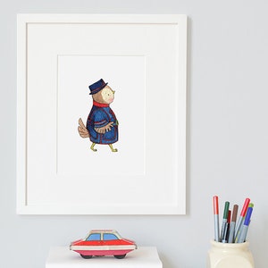 London Guard Owl, UNFRAMED Print, The Queen&#39;s Guard, Kid&#39;s British Art, London Theme Nursery, Children&#39;s Bedroom, Iconic Illustration