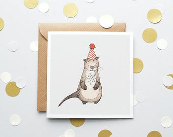 Otter, Kid's Greetings, Children's Card, New Baby, Party, Birthday Card, 100% recycled, Greetings Card