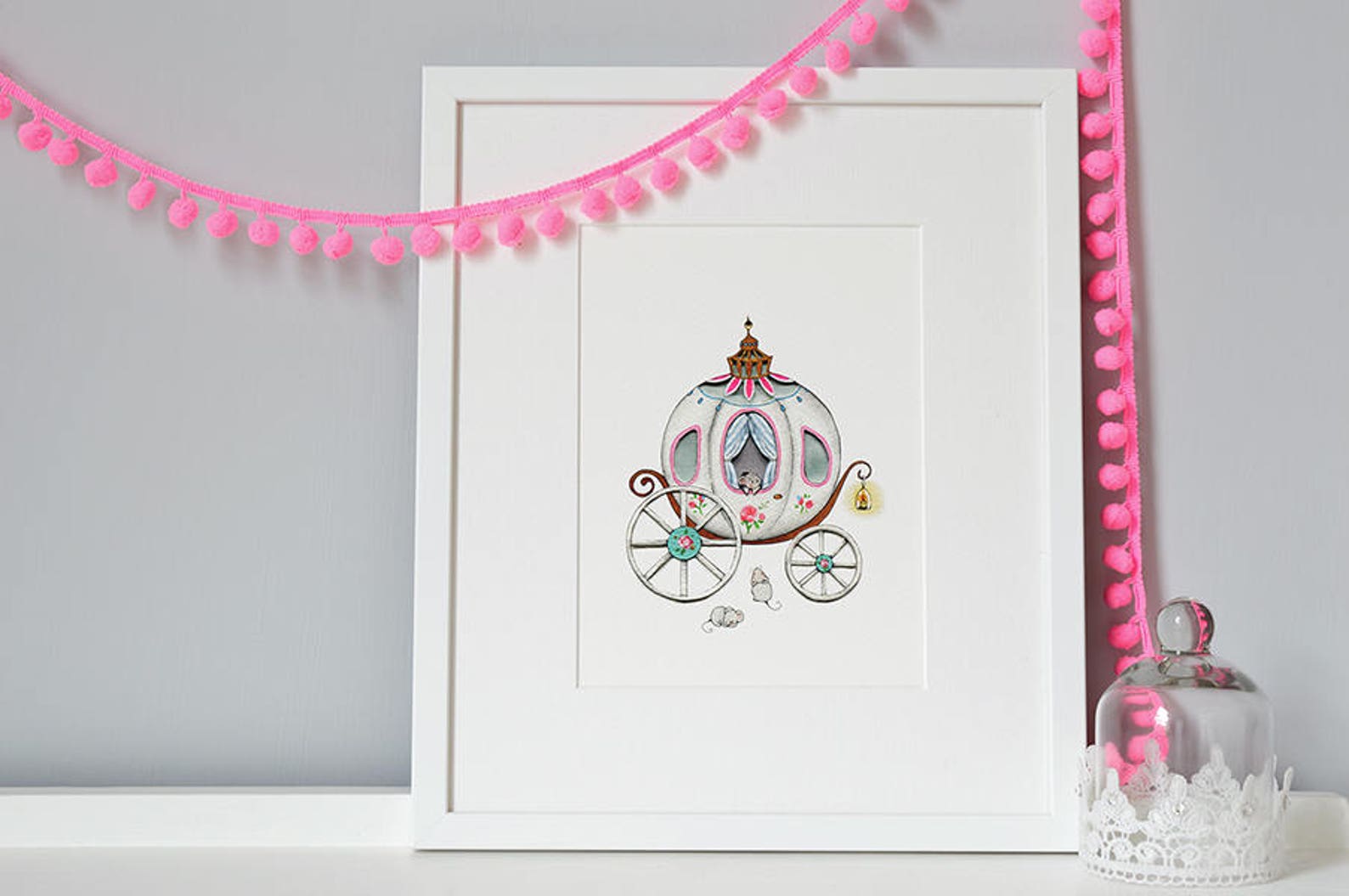 Prinzessin Kutsche UNGERAHMT MädchenBild Kinderzimmer Kunst | Etsy