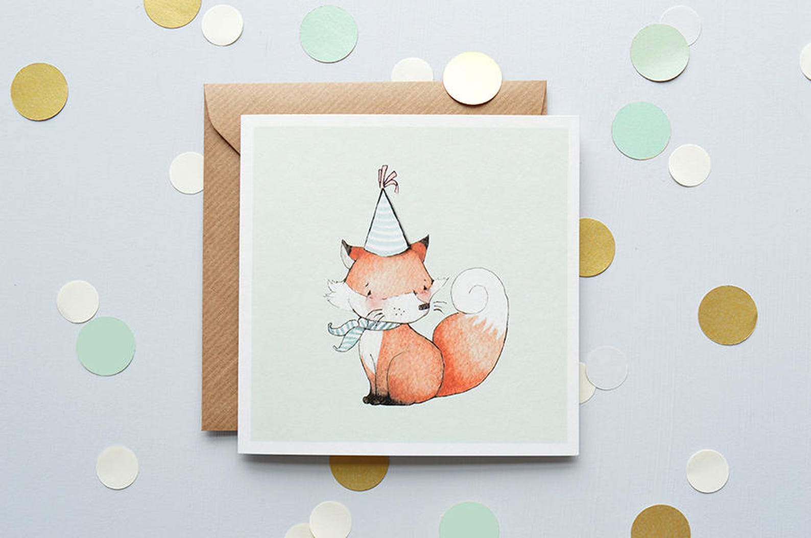 Fuchs Kinder-Karte neue Baby-Karte Mint Farbe Tier | Etsy