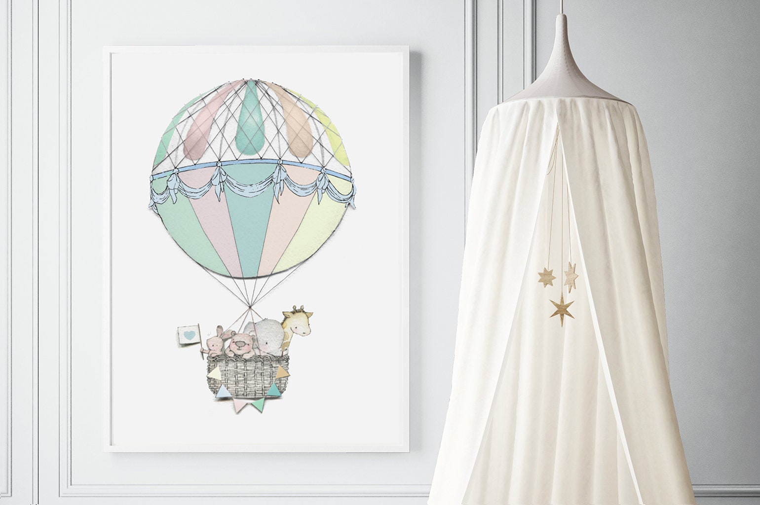 Extra Large Kids Print, UNFRAMED Big Childrens Poster, Hot Air Balloon ...