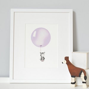 Lavender, UNFRAMED Balloon Print, Kid's Picture, Girl's Nursery Art, Purple, Pastel, Lavender, Children's Wall Art, New Baby Gift, Baby Girl