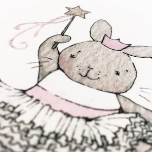 Ballerina Bunny, UNFRAMED Children's Art, Soft Pink Print, Girl's Nursery, Kid's Bedroom Art, Pink Wall Art, Rabbit Picture