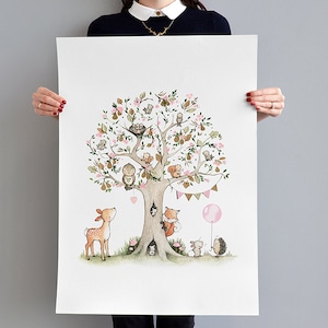 Impresión infantil extragrande, póster infantil grande sin marco, arte infantil de peral, dormitorio de bebé, impresión unisex para guardería, ilustración, pintura