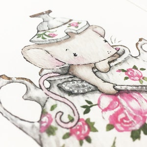 Enchanted Tea Set, UNFRAMED Nursery Art Prints, Baby Girl, Pink, Nursery Art, Children's illustration, Pictures for Girl's room, Wall decor image 6