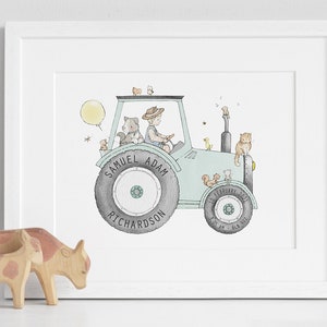 Cuadro de tractor, impresión SIN MARCO, impresión infantil personalizada, cuadro infantil, cuadro de tractor, guardería de granja, decoración de habitación de bebé