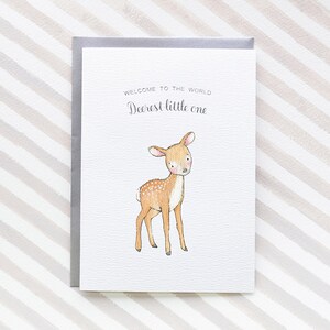New Baby Card, Deer Greetings Card, New Baby Girl or Boy, Unisex Design ...