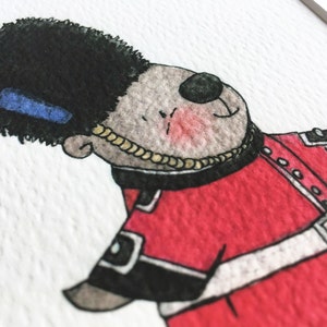 London Beefeater, UNFRAMED Print, The Queen&#39;s Guard, Kid&#39;s British Art, London Theme Nursery, Children&#39;s Bedroom, Iconic Illustration