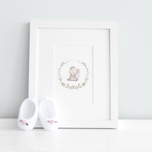 Floral Mouse, UNFRAMED Children's Art, Soft Pink Print, Girl's Nursery, Kid's Bedroom Art, Pink Wall Art, Wreath Picture