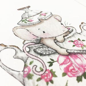 Sugar Bowl Mouse picture, UNFRAMED Mouse illustration, Kid's wall decor, Girls nursery, Childrens decor, Classic kid's Art, Nursery Gift