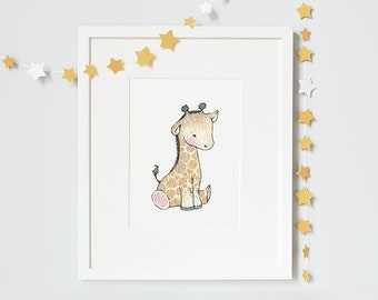 Baby Giraffe, UNFRAMED Art Print, Picture for baby, Nursery Art, Neutral Modern, Unisex Nursery Art, Kid's Safari Art, Africa Animal Print