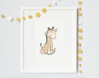 Baby Giraffe, UNGERAHMT Art Print, Bild für Baby, Kinderzimmer-Kunst, Neutral Modern, Unisex-Kinderzimmer-Kunst, Kinder-Safari-Kunst, Afrika Animal-Print