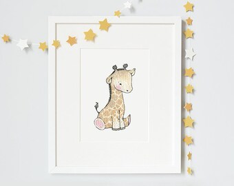 Baby Giraffe, UNFRAMED Art Print, Picture for baby, Nursery Art, Neutral Modern, Unisex Nursery Art, Kid's Safari Art, Africa Animal Print