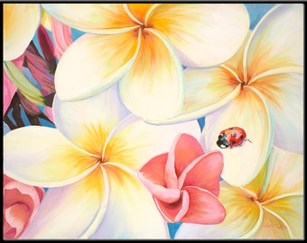 Lady Bug 8" x 5" Lady Bug on Plumerias Print