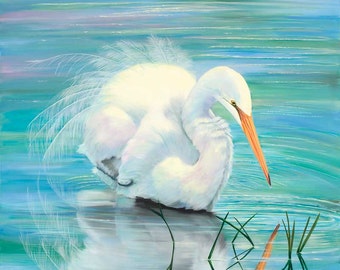 12" x 12" Print of Snowy Egret