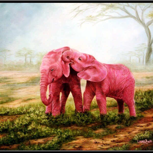 Pink Elephants 17" x 12" Print