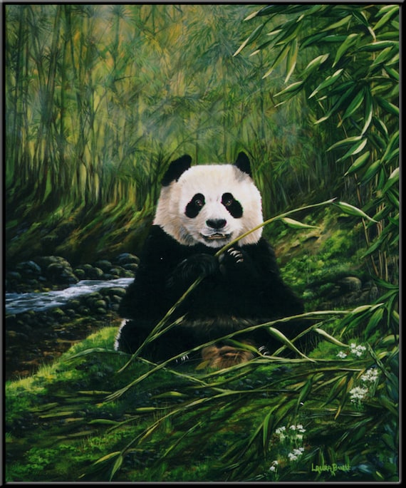 Bambus Frhstck 6 "x 7,5" Panda Br Triptychon Druck - Etsy.de