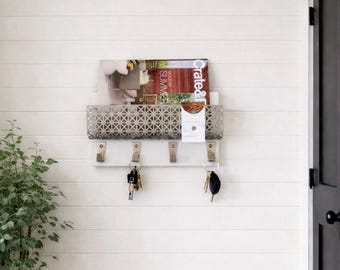 Mid Century Modern Wall Organizer: Mail, Keys, Coat Rack