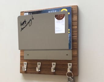 Zebrawood Entryway Organizer: Mail, Keys, Laptop, Dry Erase Board