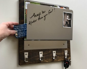 Entryway Organizer: Stainless Steel Dry Erase Board, Mail & Laptop Holder
