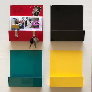 PICK COLOR Powder Coated Steel Entryway Organizer Dry Erase Board Magnetic Bulletin Board Wall Magazine Rack Mail Holder iPad Phone Storage